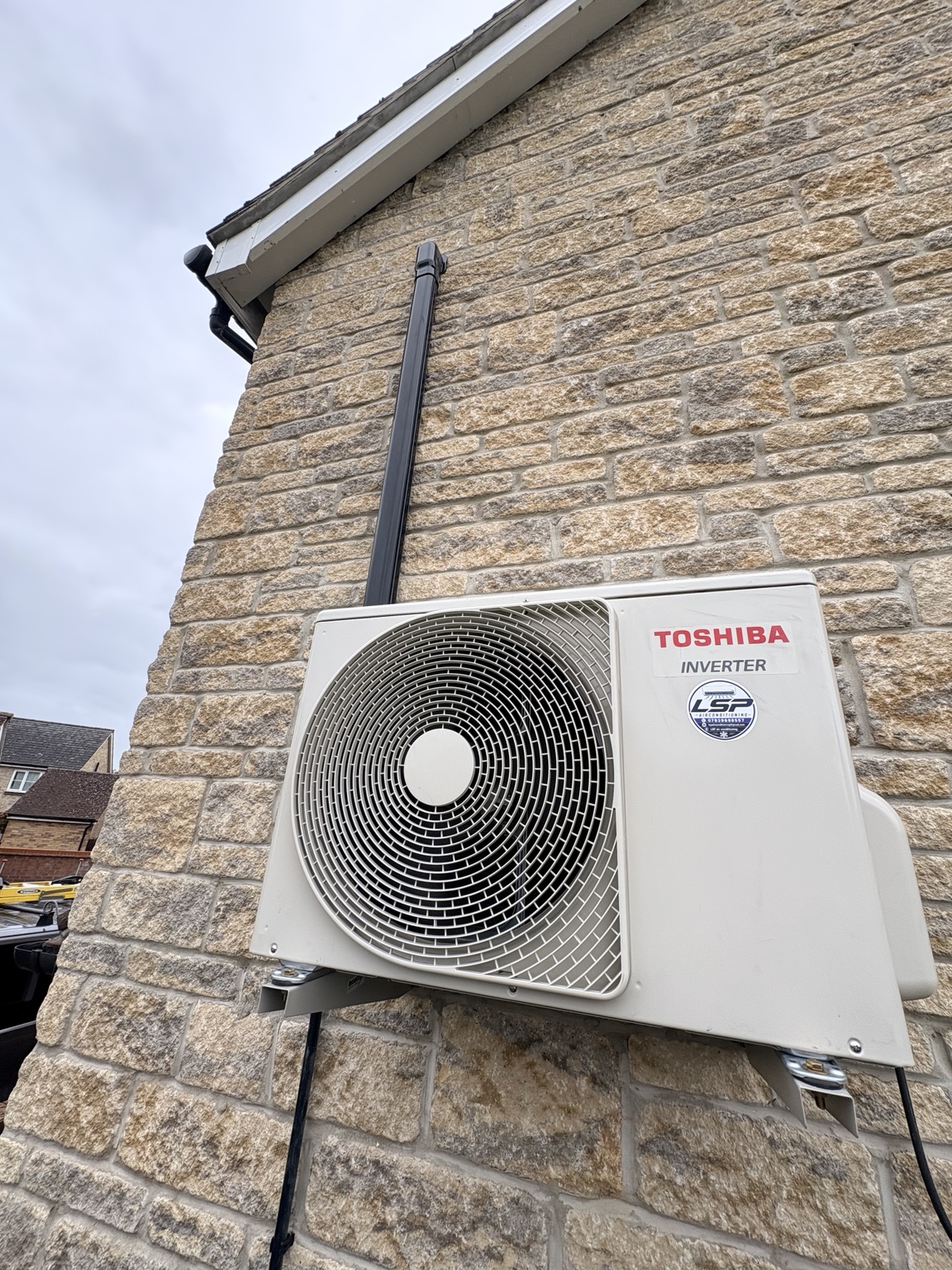 Unit mounted on a stone wall