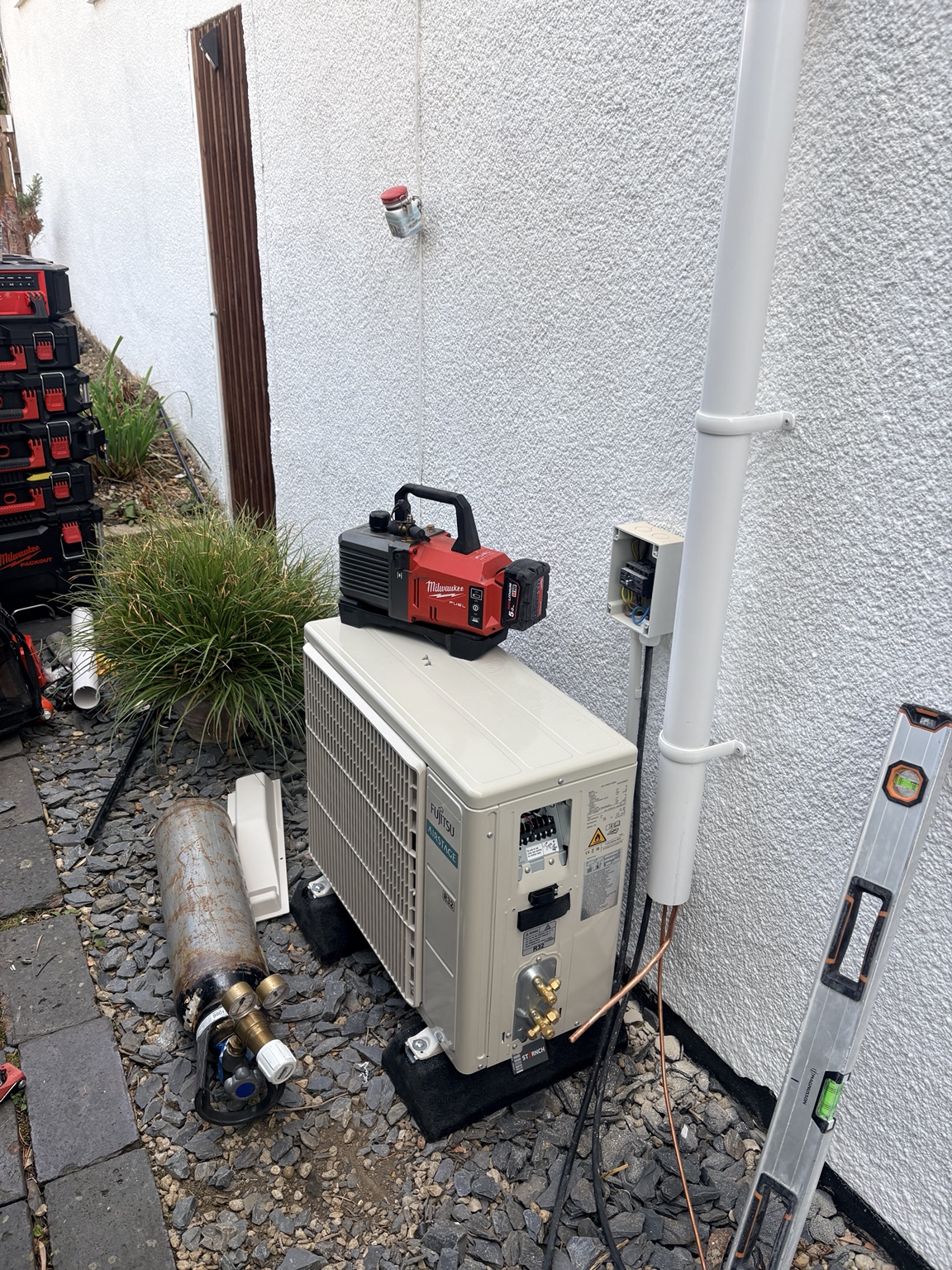 Air conditioning installation in progress